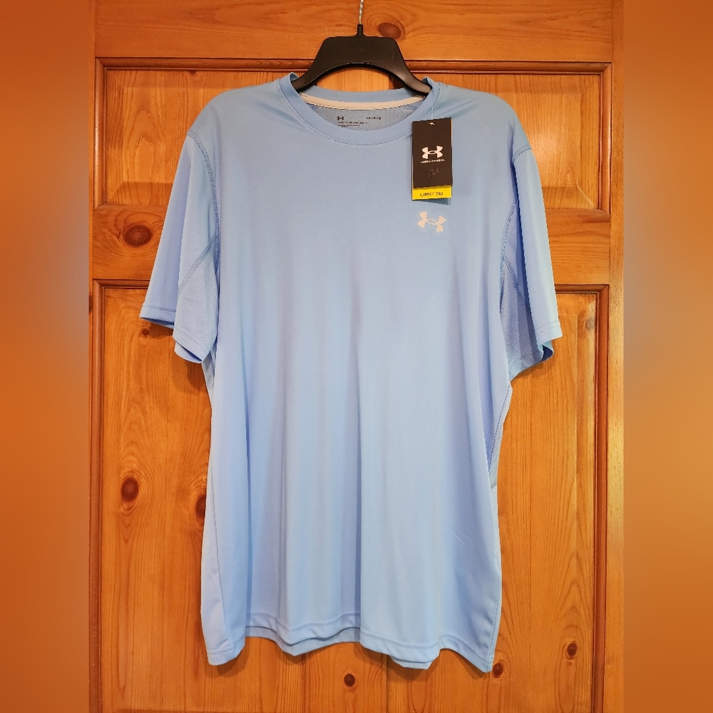 Under Armour Men's Blue Drift Tide UPF Knit Shirt, Sz L, NWT